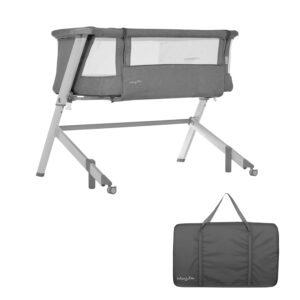 Skylar Bassinet and Bedside Sleeper in Grey, Lightweight and Portable Baby Bassinet, Five Position Adjustable Height, Easy to Fold and Carry Travel Bassinet