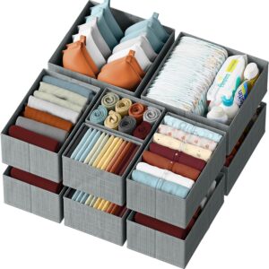 Drawer Organizer Clothes Set of 12 Grey