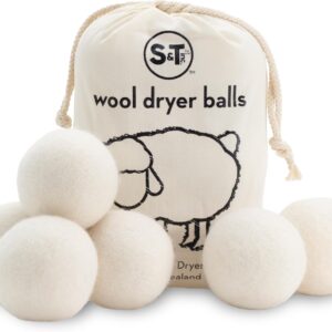 S&T INC. XL New Zealand Wool Dryer Balls, Fabric Softener